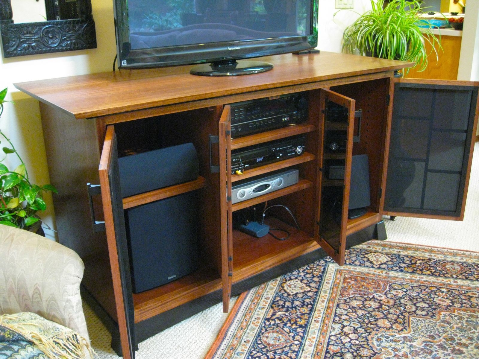 Custom Made Mahogany Tansu Entertainment by Dogwood Design