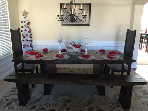 Custom Made Dining Room With Chairs And Benches.