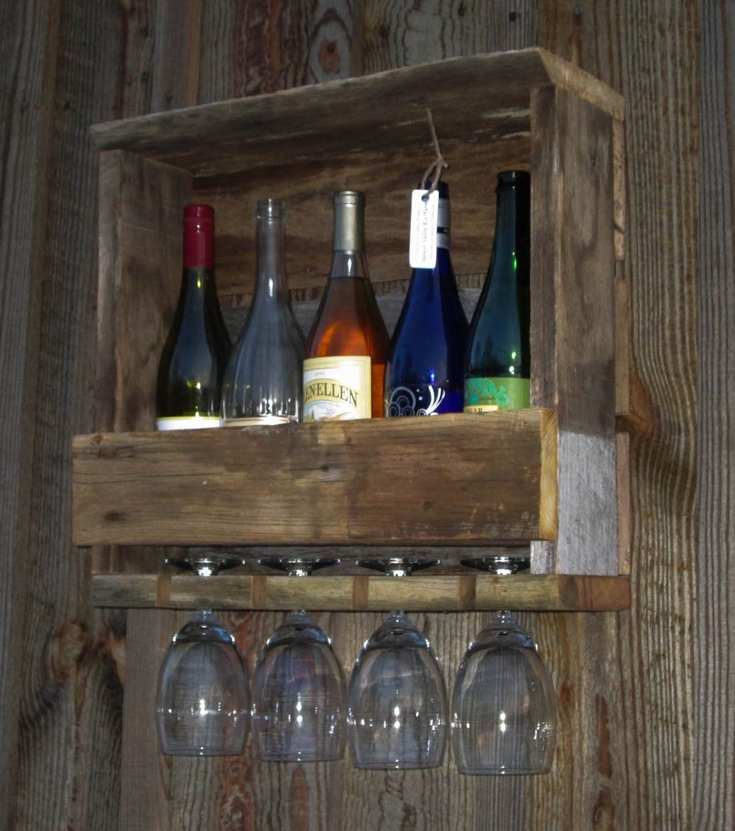Hand Made Rustic Reclaimed Barn Wood Wine Rack Wall Mount 45 Bottle