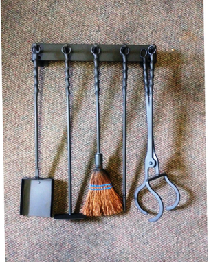 Custom Made Old World Iron Fireplace Tool Set With Twisted Handles