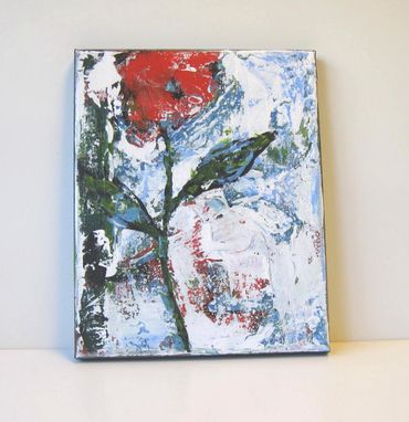Custom Made Red Still Life Abstract Flower Painting