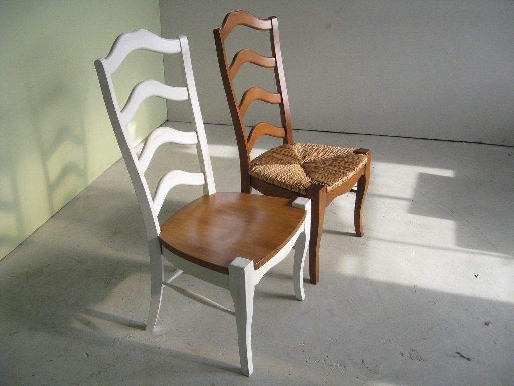 Hand Made White French Ladder Back Dining Room Chairs By