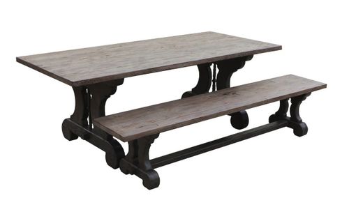 Custom Made Lourdes Trestle Dining Table In Reclaimed Wood
