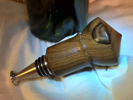Custom Made Wine Bottle Stopper. Ziricote Hardwood And Solid Stainless Steel