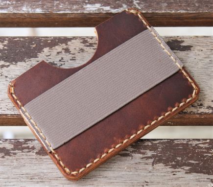 Custom Made Handmade Leather Parvus Wallet Sunset Oil Tan W/ Money Band