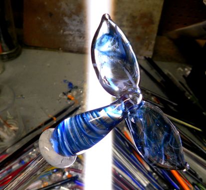 Custom Made Whale Tail Bottle Stopper Glass Statue, Flamework Sculptural Sea Life, Lampwork Handblown Humpback