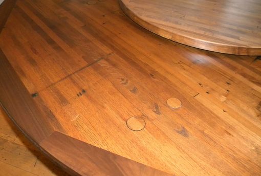 Custom Made 72" Diameter Dining Table From Reclaimed Boxcar Planks