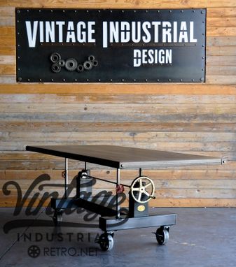 Custom Made Vintage Industrial Crank Table