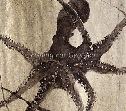 Custom Made Leviathan Octopus Gyotaku Print - Traditional Japanese Fish Art