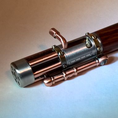 Custom Made Steampunk Pen In Cocobolo And Antique Pewter And Copper