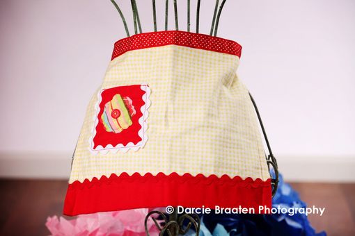 Custom Made Red, Yellow, And White Flannel Apron "Strawberry Shortcake''