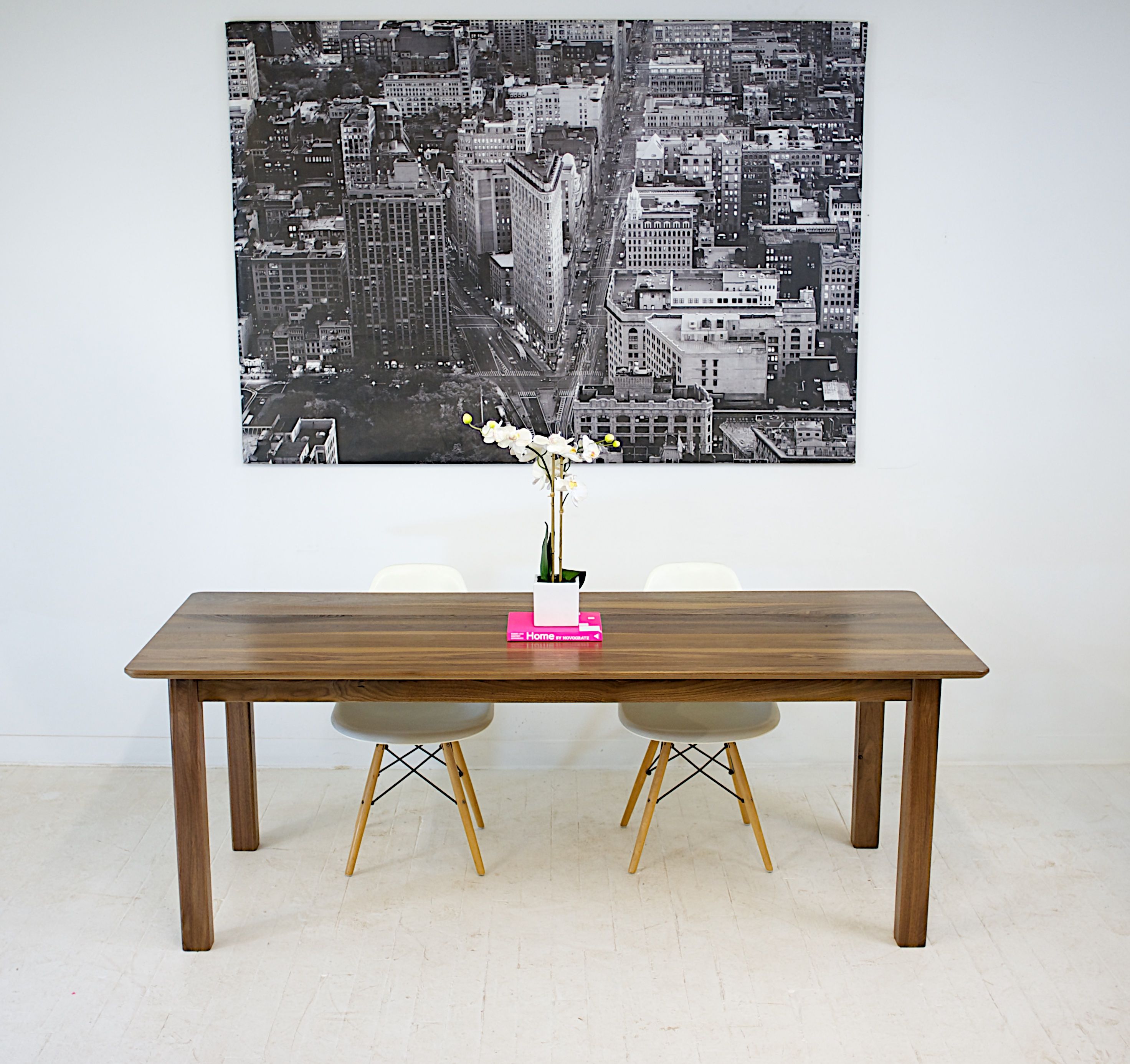 Handmade Solid Walnut Parsons Dining Table With Softened Lines by Moderncre8ve