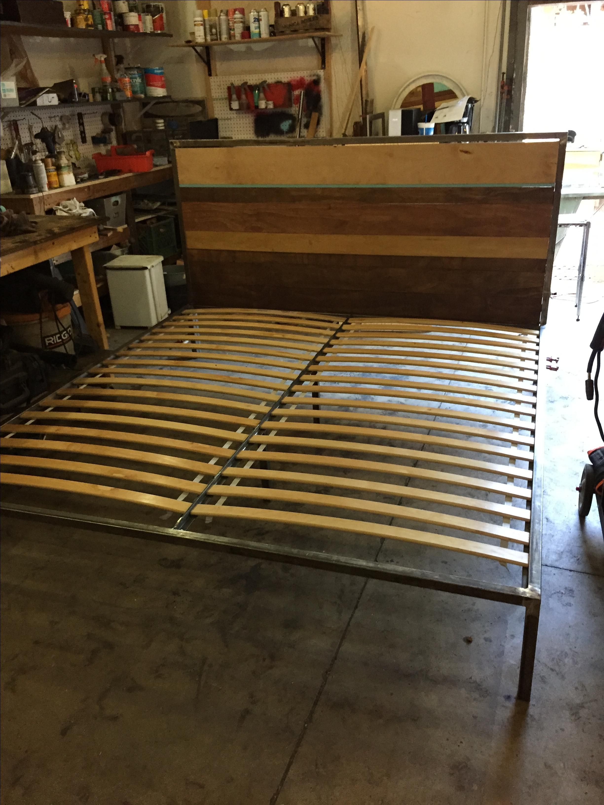 Custom Made Wood And Steel Bed Frame by J. D. Simons Design Studio