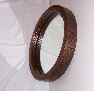 Custom Made Round Copper Hand Weaved Mirror (Box Style)