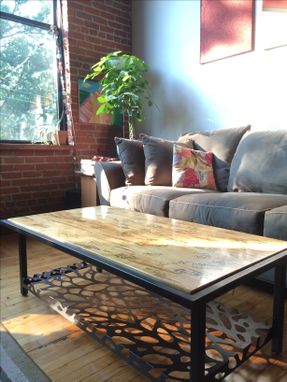 Custom Made Ambrosia Maple Coffee Table With Laser Cut Shelf