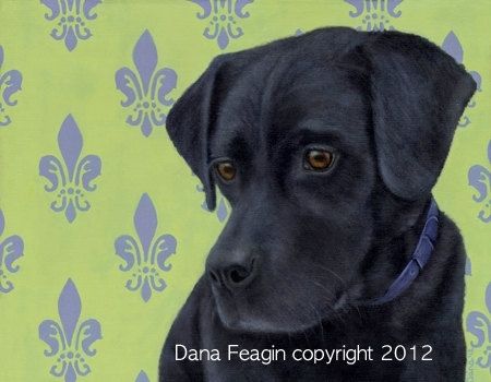 Custom Made Black Lab - Labrador Retriever Fine Art Print - Dog Art 9.5 X 12 Giclee