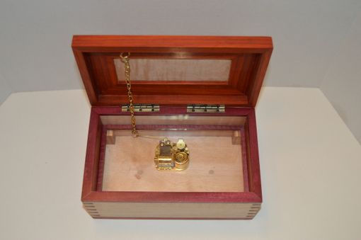 Custom Made High Figure Curly Maple And Paduak Music And Jewelry Box Lined With Purpleheart