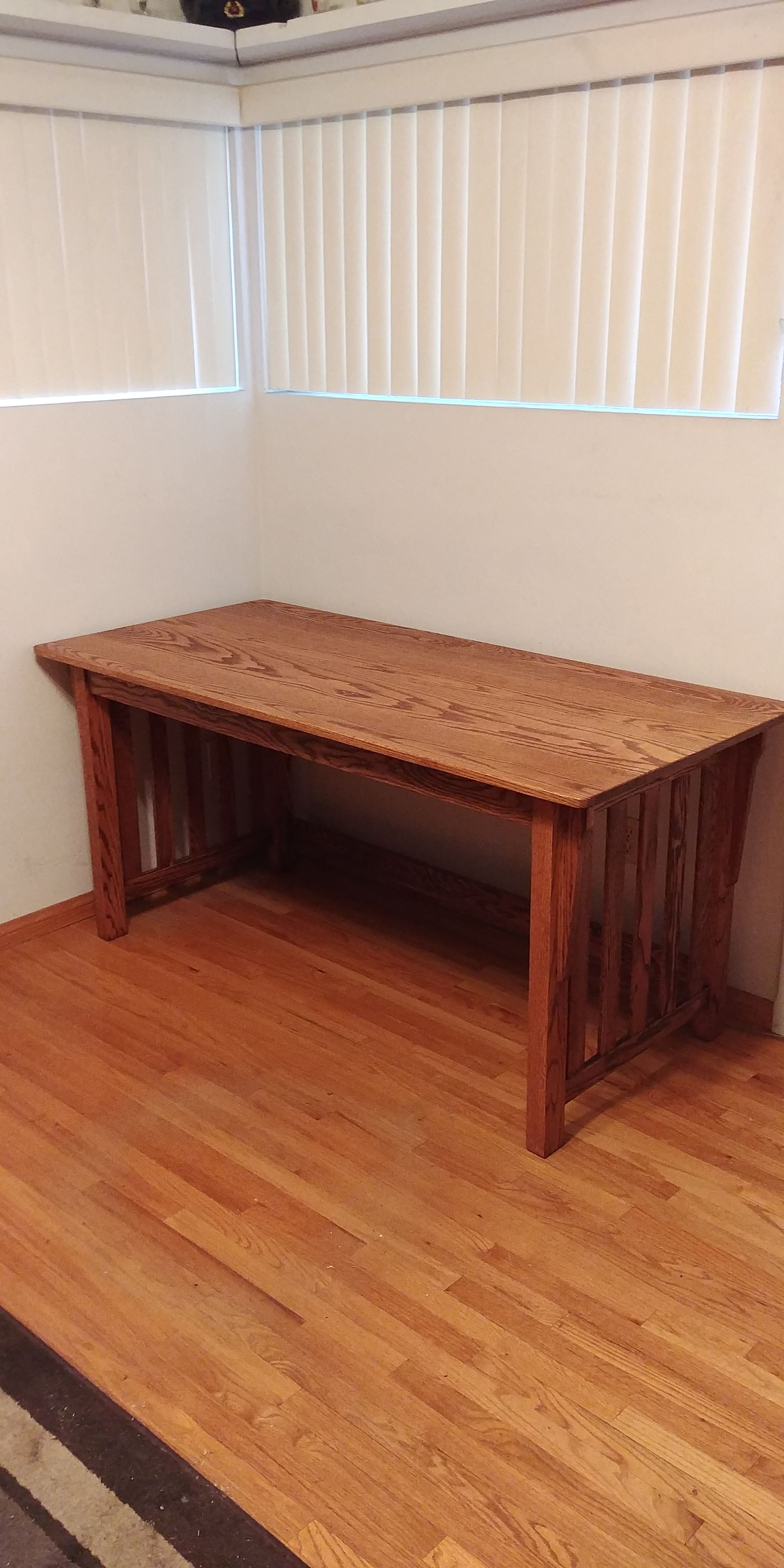 Custom Solid Red Oak Mission Style Desk By Jonathan Walkey