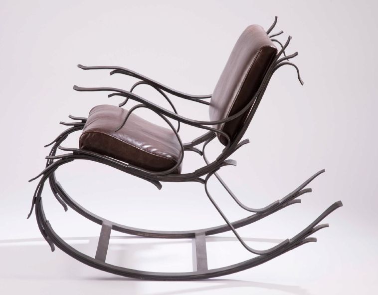 Hand Made Steel And Leather Leaf Spring Rocking Chair By Iron Hand Made Steel And Leather Leaf Spring Rocking Chair By Iron Mountain Forge Furniture Custommade