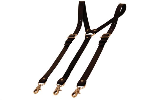 Custom Made Black Leather Suspenders