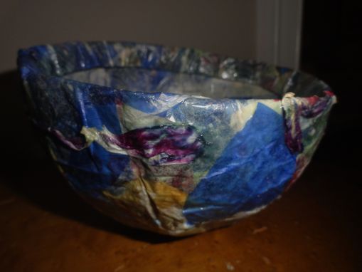 Custom Made Paper Mache Bowl W/Dried Flowers
