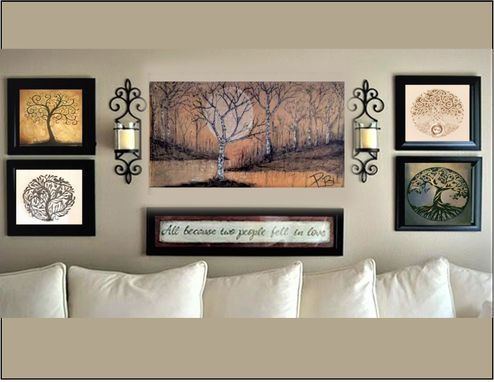 Custom Made Original - 4 Foot - Mixed Media - Birch Tree Painting One Of A Kind - Art - Only One Available