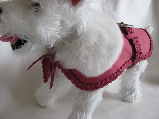 Custom Made Swarovski Bling Buckled Hot Pink Suede Dog Clothes With Fur Collar