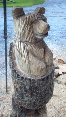 Custom Made Small Natural Chainsaw Carved Stump Bear