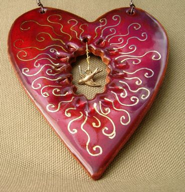 Custom Made Valentine Window To My Heart Red Glazed Ornament