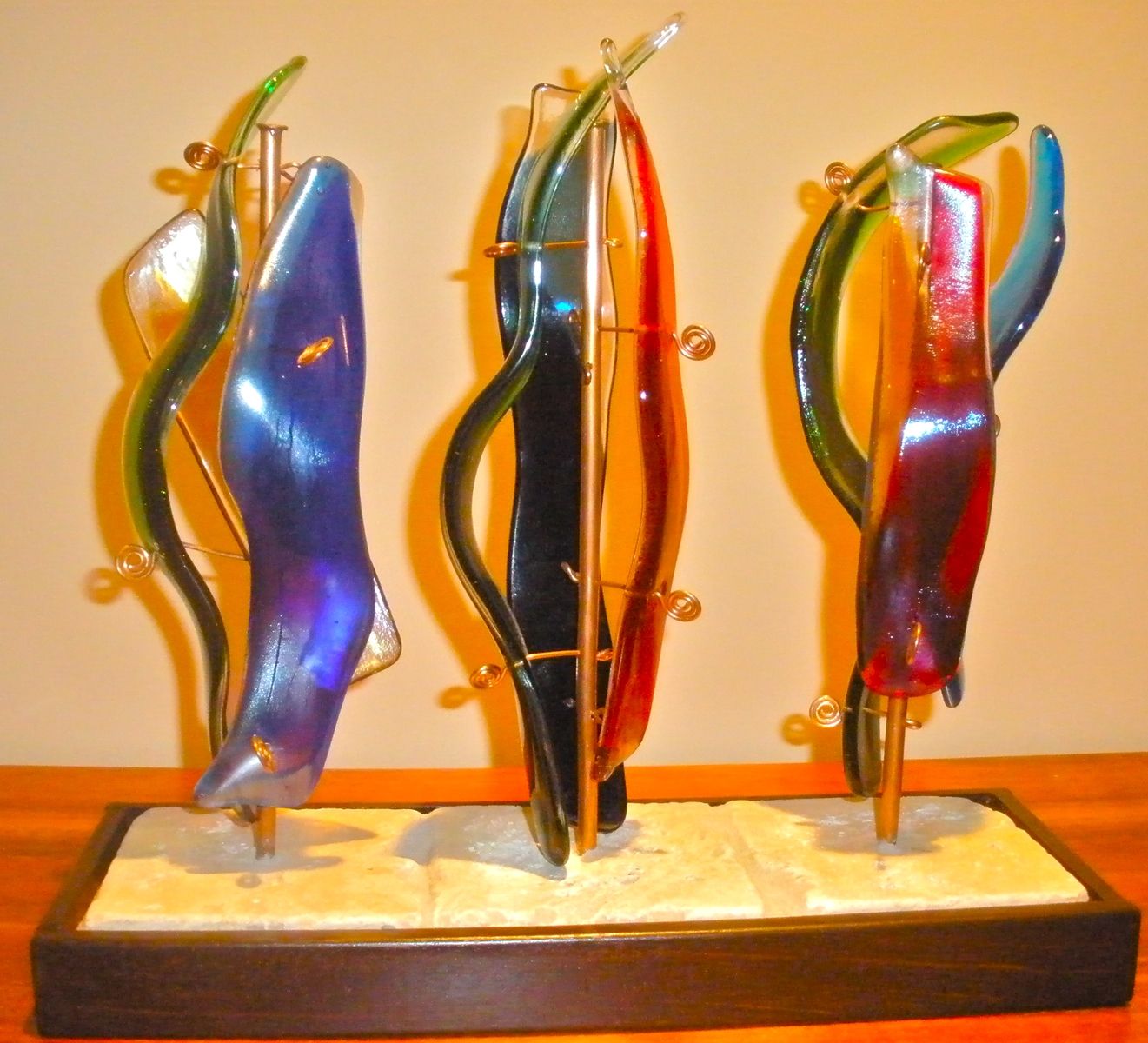 Custom Made Fused Glass Sculpture - Basta! Series by Caron Art Glass ...