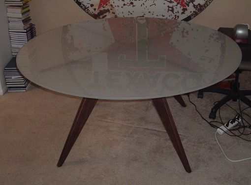 Custom Made Blake's Extended Teepee Walnut Table Base For 60 Inch Glass Top