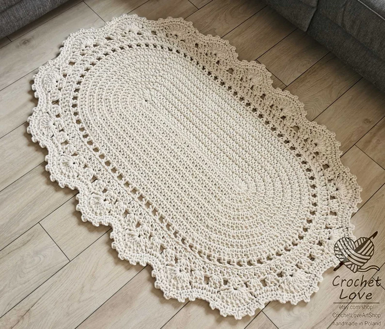 Buy Hand Crafted Modern Oval Crochet Rug, Oval Rug, made to order from  WendyHandmade