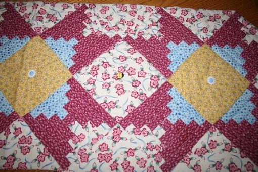 Custom Made One Of A Kind - Brighten Your Table - Pink And White Floral-Log Cabin Table Runner