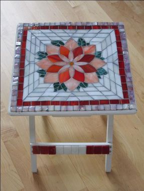 Custom Made Stained Glass Mosaic Top Folding Plant Stand