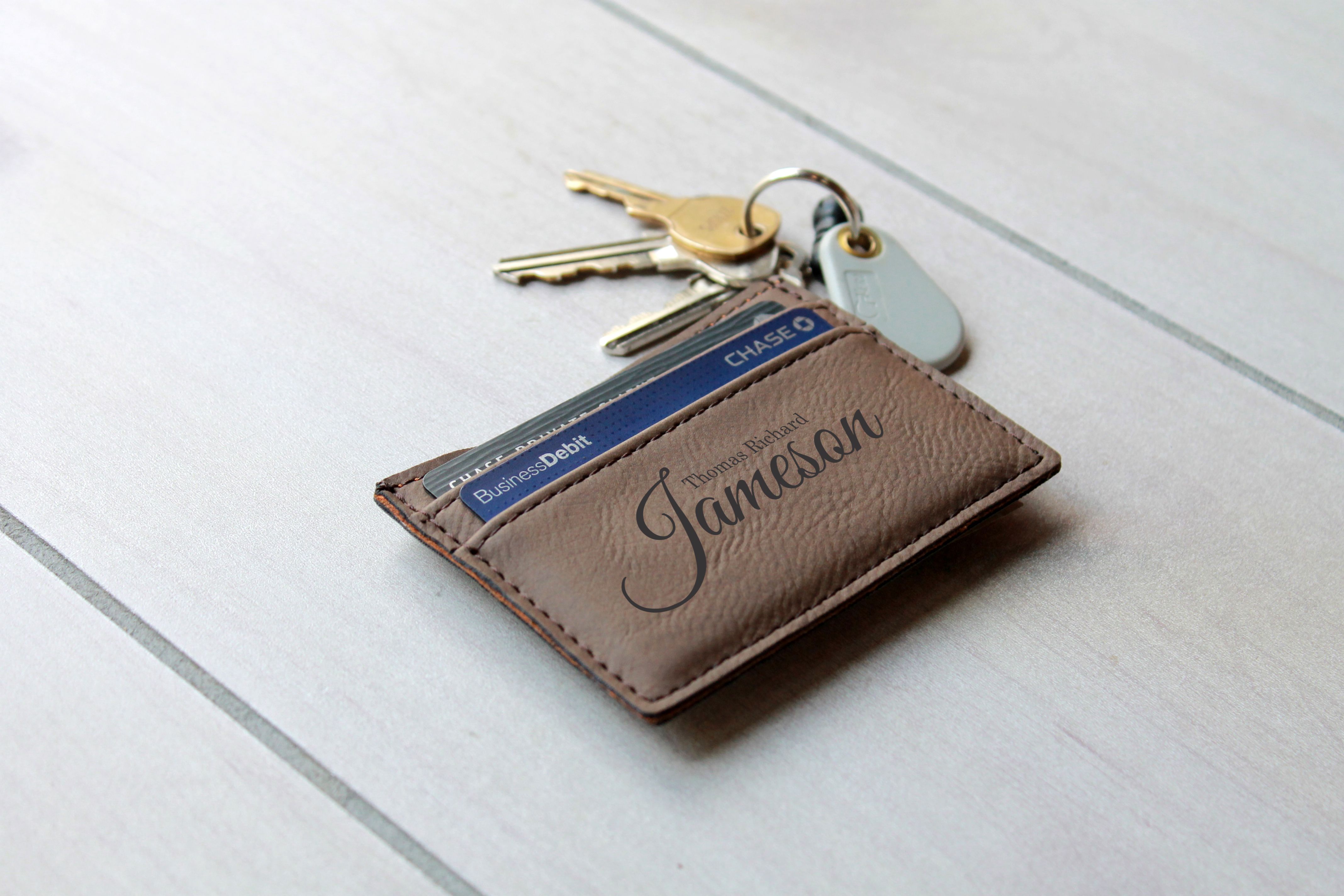 engraved leather money clip