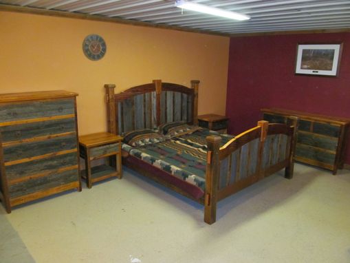 Custom Made Reclaimed Barn Wood Bed Two Tone Arched
