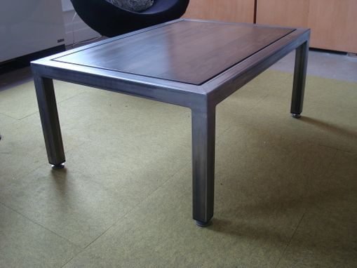 Custom Made Steel And Maple Coffee Table