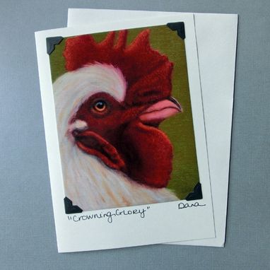 Custom Made Rooster Card - Chicken Card - Rooster Postcard Greeting Card Combination - Animal Art