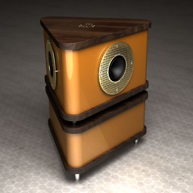 Custom Made Flatiron 2.1 Amplified Speaker + Subwoofer (Mixed Paint Colors And Hardwoods)