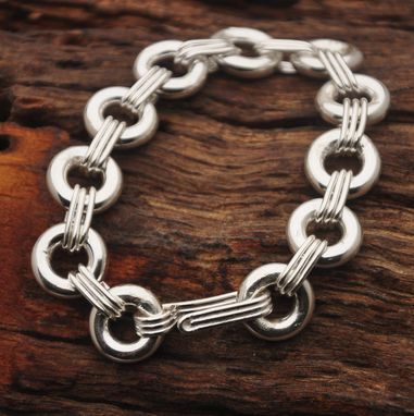 Custom Made Large Sterling Silver Triple Link Bracelet