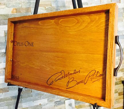 Custom Made Wine Panels Opus One Lid And White Oak Serving Tray Handmade