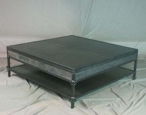 Custom Made Industrial Lift Top Coffee Table - Vintage Steel Double Lift Top Coffee Table