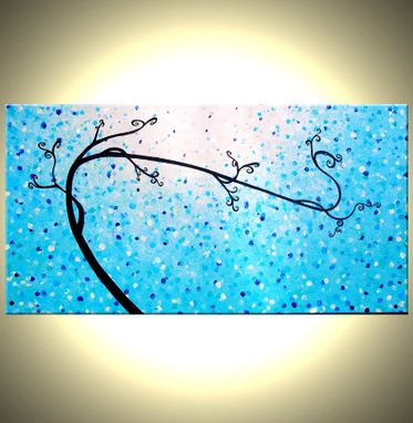 Custom Made Abstract Tree Painting, Original Blue Tree, Contemporary Fine Art, Acrylic Blue Landscape