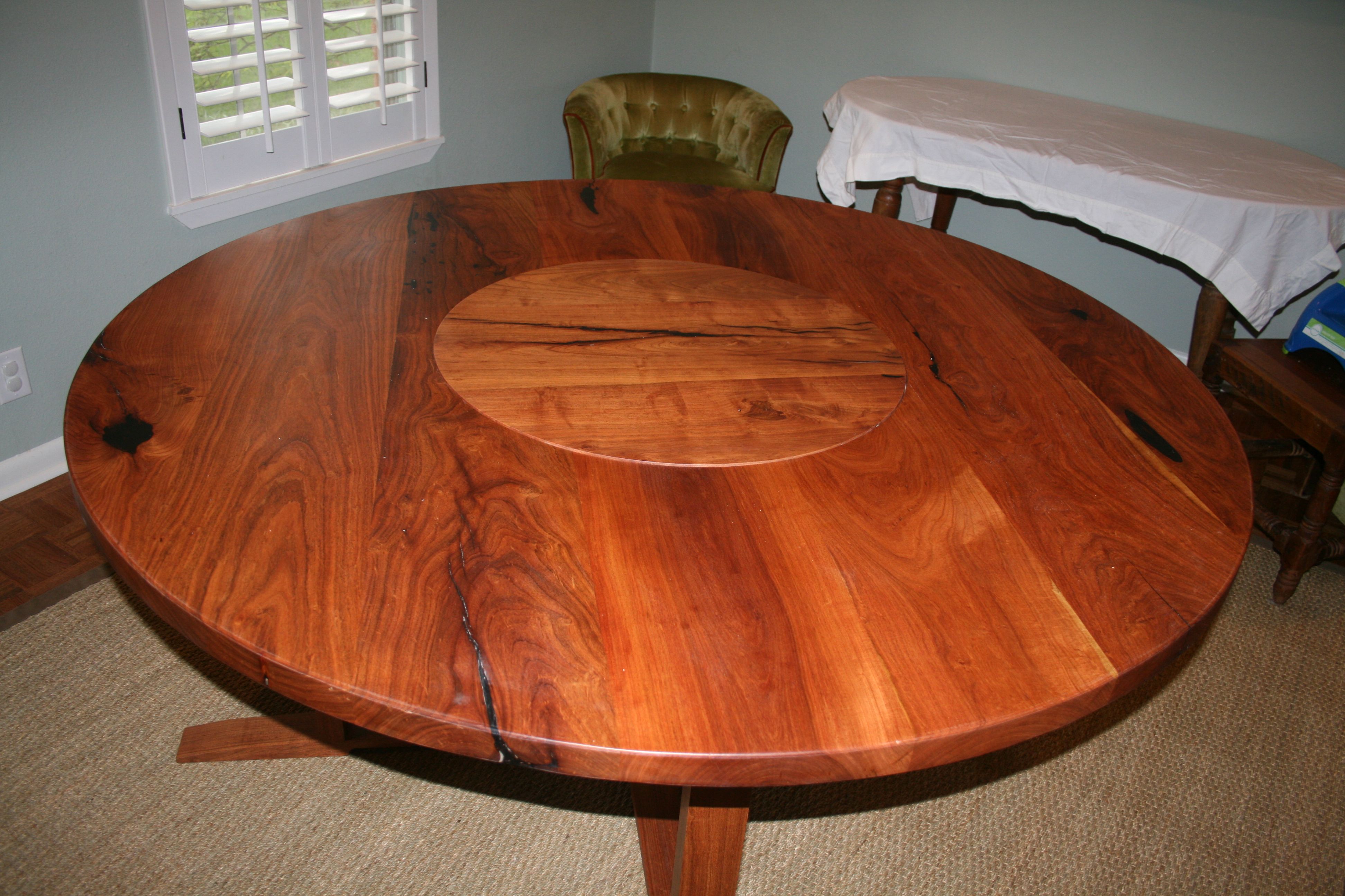 round kitchen table with built in lazy susan