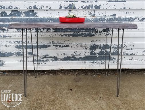 Custom Made Live Edge Desk- Fumed Oak- Sofa Table- Console Table- Foyer Table- Weathered- Gray- Purple