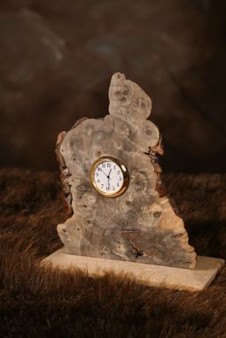 Custom Made Clock In California Buckeye Burl On Travertine