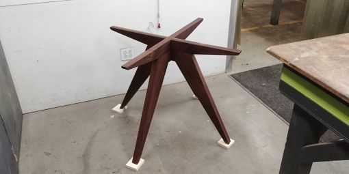 Custom Made Black Walnut Modern Table Base For 48 Inch Marble Tabletop