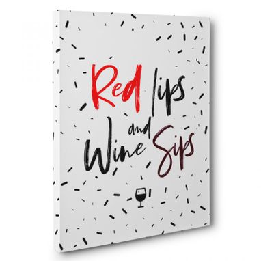 Custom Made Red Lips And Wine Sips Canvas Wall Art