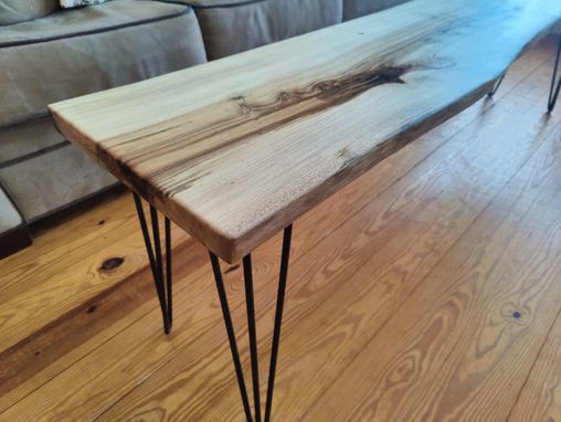 Custom Made Live Edge Hackberry Coffee Table - Handmade Sofa Table - Rustic Natural Slab