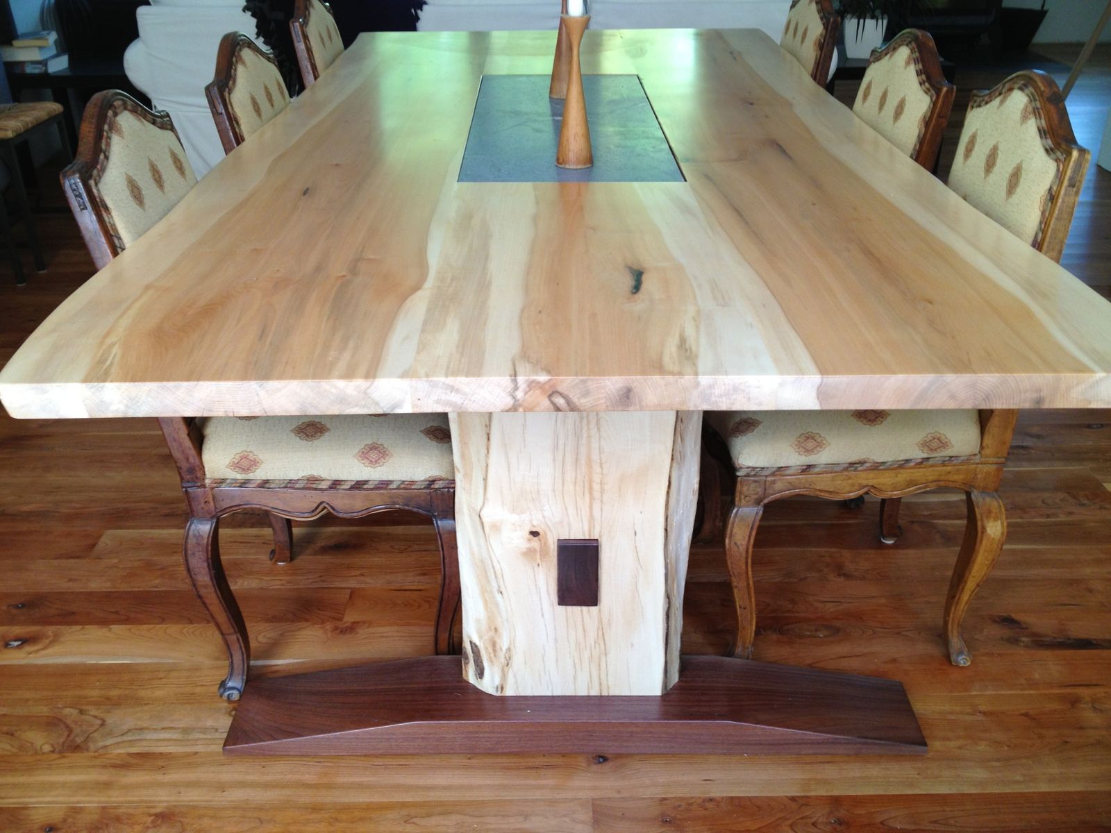Hand Crafted Maple And Walnut Dining Table by Oxford Woodworks